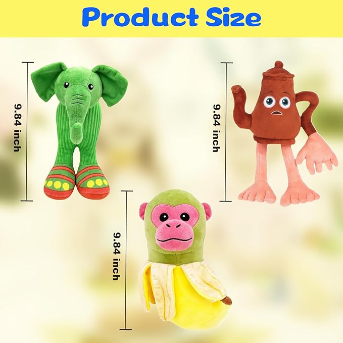 3PC Italian Brainrot Plush,Tralalero Tralala,Tung Tung Tung Sahur and Lirili Larila Inspired Plush Toy,Soft Cute Stuffed Animals Toy Stocking Stuffers for Kids and Adults