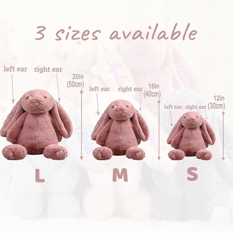 Custom Easter Bunny Custom Bunny Stuffed Animals With Child's Name Handmade Personalized Plush Rabbit Toy for Girls Boys Kids