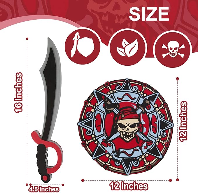 RICHNESS Kids Toy Swords and Shields Foam Play Sword and Shield for Kids Dress Up and Costumes Pack of 2 Players