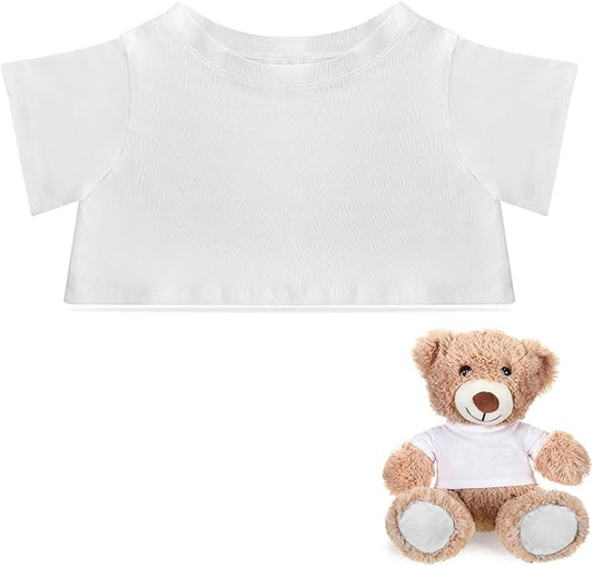 Bear Tee Shirt Fit 8-10inch Bear Clothes Stuffed Animal Clothes Shirt Basic Stuffed Bears Dolls Shirt, White