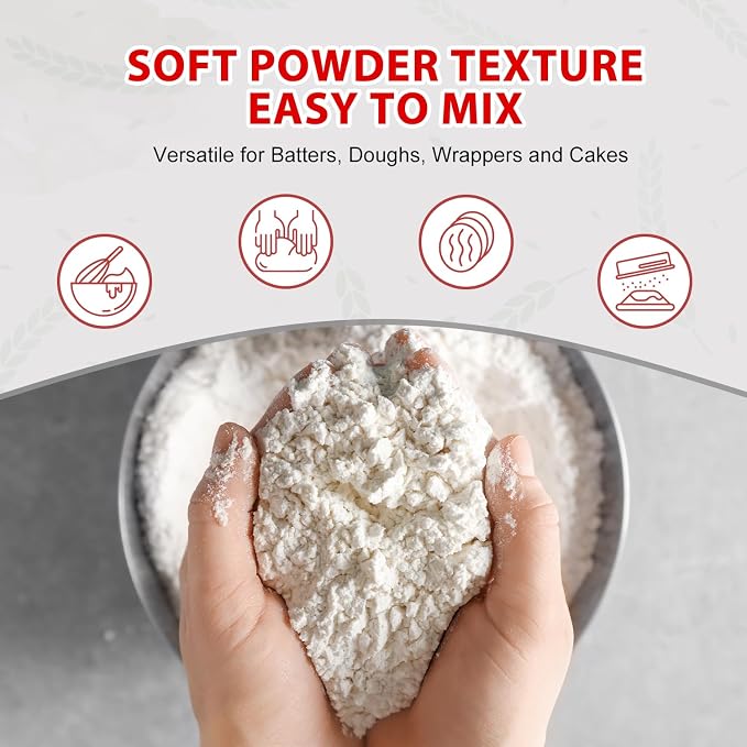 Soeos Rice Flour 16 Ounce (Basic), 1 Pound (Pack of 1) , Rice Flour for Baking or Cooking with Resealable Bag, All Natural for Sourdough Bread, Vegan, Gluten-Free