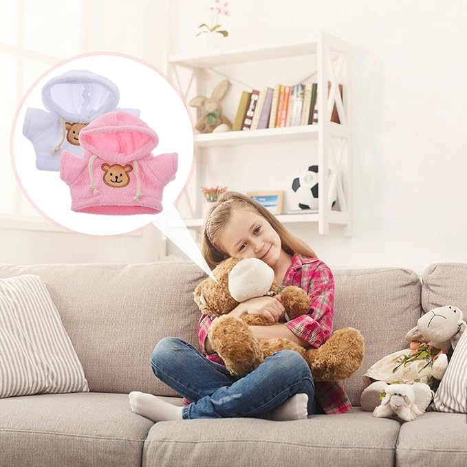 Toyvian 2pcs Small Plush Bear Doll Costume Stuffed Animal Outfit Girl Boy Plush Doll Hooded Sweater Clothes Cute Stuffed Animal Outfit Clothing for 6-8 Inch Stuffed Bears