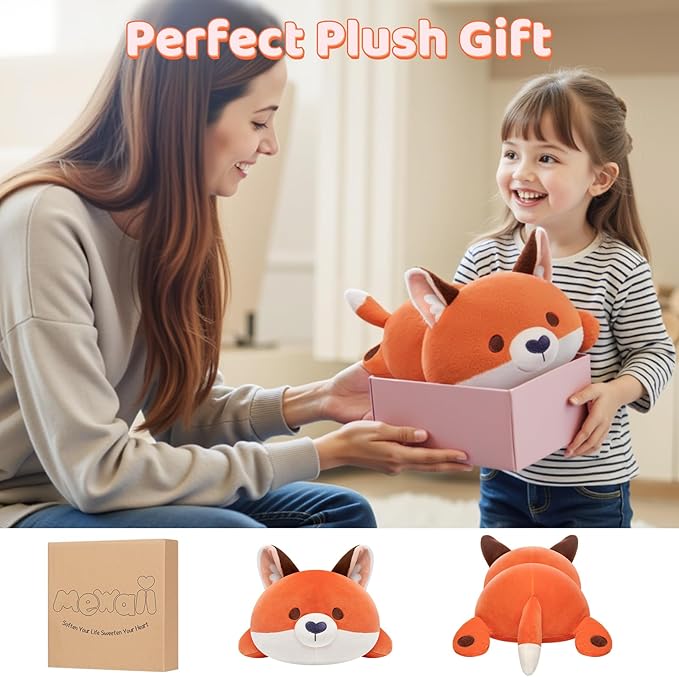 Cute Fox Plush Pillow, Kawaii Plushies Red Fox Stuffed Animals, Squishy Plushies, Cuddle Foxes Plush Pillow for Kids & Girls (13 Inch)