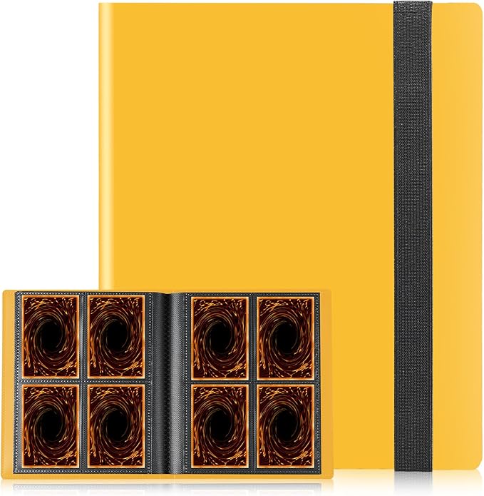 Card Binder, Upgraded 4 Pockets Trading Card Collection Binder for Cards, 160 Pockets Mini Card Book Holder Album - Yellow