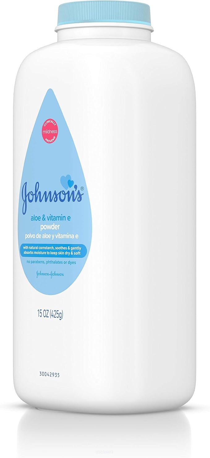 Johnson's Baby Powder with Naturally Derived Cornstarch, Aloe & Vitamin E for Delicate Skin, Hypoallergenic, Free of Parabens, Phthalates & Dyes for Gentle Baby Skin Care, 15 oz (Pack of 3)
