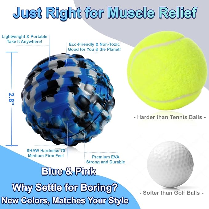 Fascia Release Tools Deep Tissue Massage Ball for Exercise & Recovery Targets Back, Shoulder, Legs&Feet - Relieves Muscle Knots, Trigger Point Massage, Pressure Point Therapy- Myofascial Release Ball