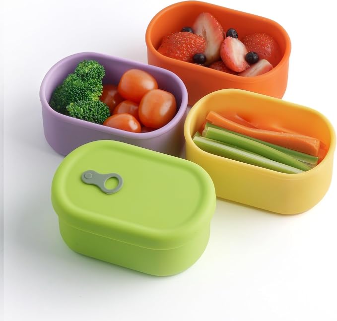 Korean Silicone Food Container, Steam Vent, 12 floz 4-Piece Set | Microwave & Freezer Safe, Leakproof, Airtight, Dishwasher Safe, BPA Free