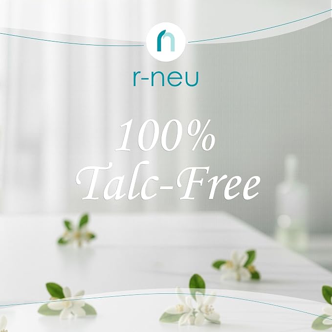 R-NEU Body Powder for Women with Powder Puff, 100% Talc-Free, Luminous Lemon Scented Dusting Powder, After Bath for Soft Skin, Extra Large, 2 Pack (10oz)