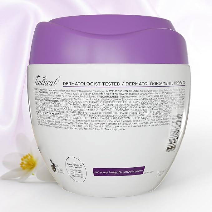 TEATRICAL Korean Facial Cream Effect with Stem Cells and Rice, 7 oz | Face Moisturizer for Women, Korean Skincare Effect, Hydration and Even Tone, Paraben-Free, Non-Greasy Formula