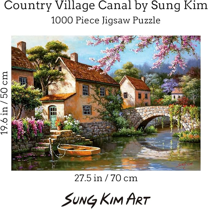 Sung Kim Art - Jigsaw Puzzle 1000 Piece for Adults (Country Village Canal)
