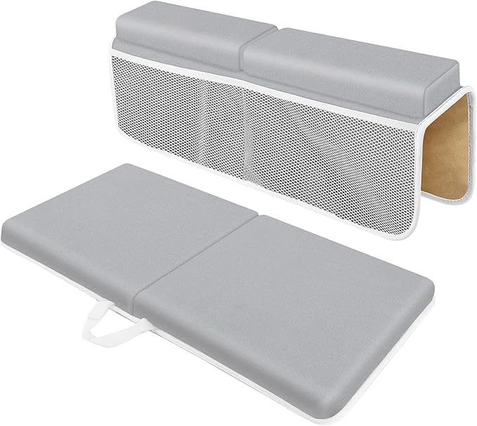 Baby Bath Kneeler and Elbow Rest Pad Set, Memory Foam Cushion with Toy Storage Organizer, Comfortable Bathtub Mat for Bathing Infant Support Non Slip Bath Time Essentials
