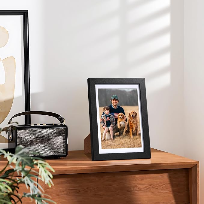 HappyHapi 4x6 Picture Frame Set of 10, Wall or Tabletop Display, Black | Black Picture Frames 4x6 Display Photos 3.5x5 with Mat or 4x6 without, Gallery Wall Frame Set, Modern Classic Home Decor