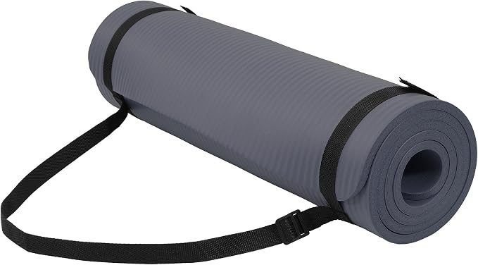 Peekabu 1 or 1/2 Inch Yoga Mat Thick Exercise Workout Mat with Extra Carry Strap Non-slip Fitness Mat Gym Pilates Mat for Stretching & Floor Home Workout Outdoor Training