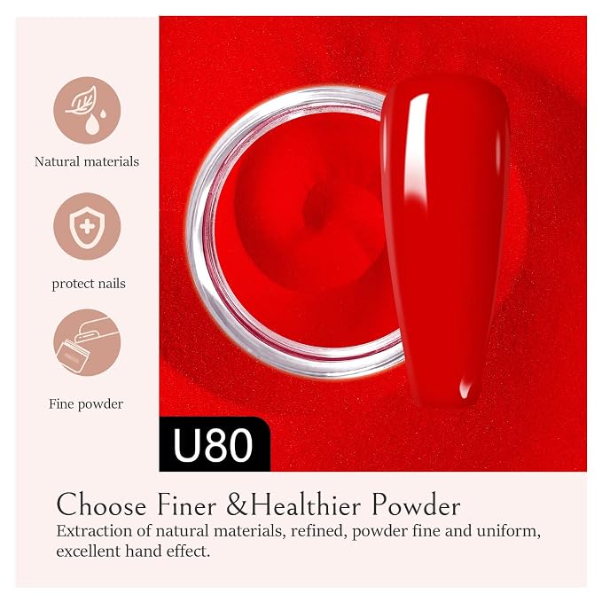 AILLSA Classic Red Dip Powder for Valentine's Day, 1 Oz | Nail Art for Starter Manicure Salon DIY at Home, Fall Winter Colors Long Lasting French Manicure