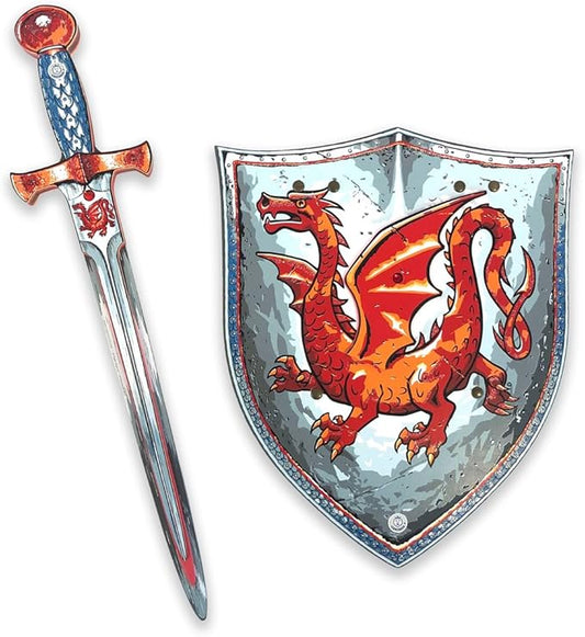 Liontouch - Amber Dragon Foam Sword & Shield for Boys Aged 3-8 Years | Medieval Knight Set for Pretend Play with Red Dragon Theme | Safe Weapons & Battle Accessories for Dress Up & Costumes