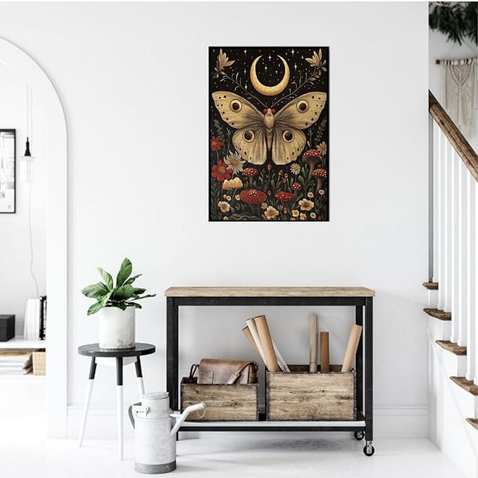 Cafemira 1000 Pieces Jigsaw Puzzles for Adults,Golden Winged Moth & Floral Mystery Wall Decor,Great for Relaxation and Display,Every Piece is Unique,Exercise Hands On Skills and Thinking