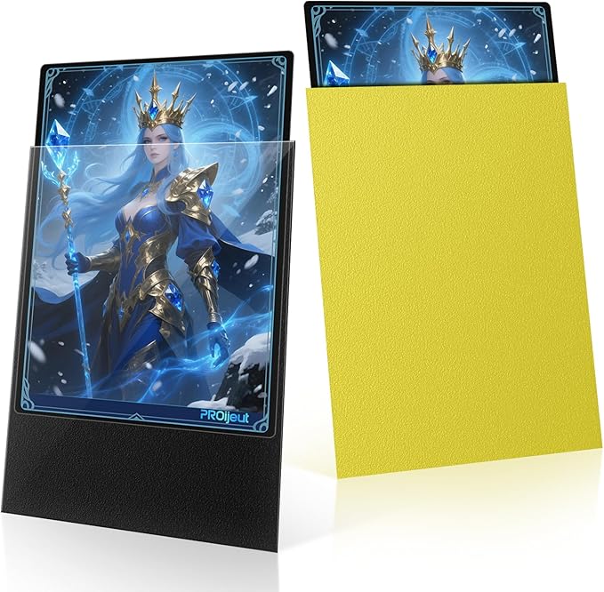200 Pack Card Sleeves, Matte Dual Trading Card Sleeves with Opaque Back & Smooth Shuffle, Tear Resistant Card Protectors for MTG, TCG and Game Cards (Lightning Yellow)