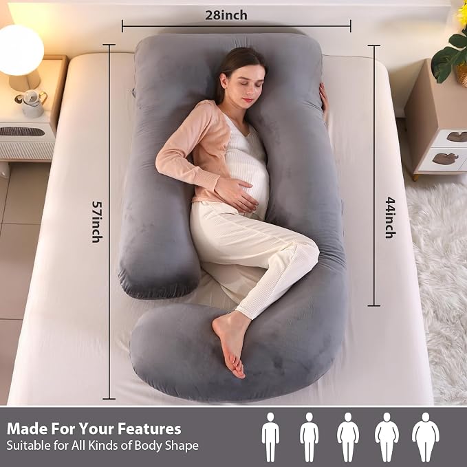 Victostar Pregnancy Pillow,57 inches U Shaped Maternity Pillow with Removable Cover Full Body Pillow Support for Back, HIPS, Legs, Belly