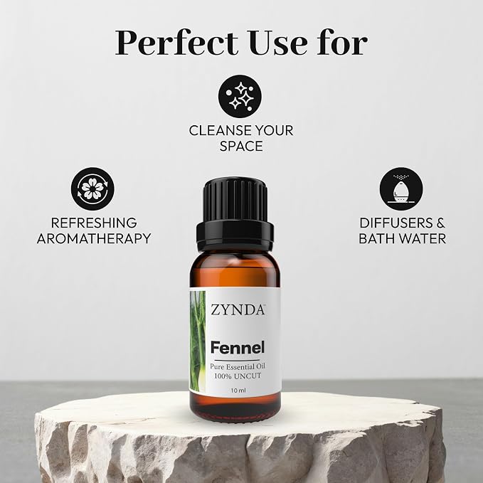 Fennel Essential Oil – 100% Pure & Natural | Uncut Raw Very Potent & Lab-Tested | Premium Fennel Oil for Diffuser & Skin | Sweet Herbal Aroma | Crafted in USA | Therapeutic-Grade Essential Oils