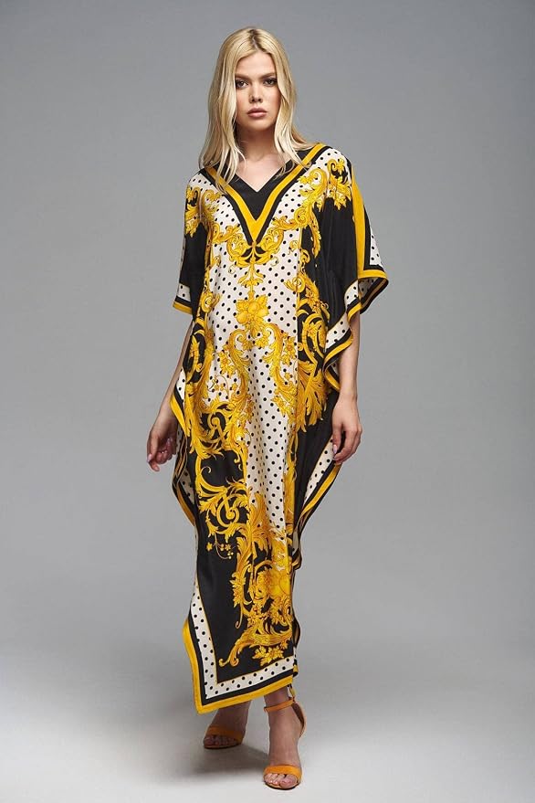 Venasha Womens Caftan Floral Print Kaftan Dress Short Sleeve Swimsuit Cover up Loungewear for Summer