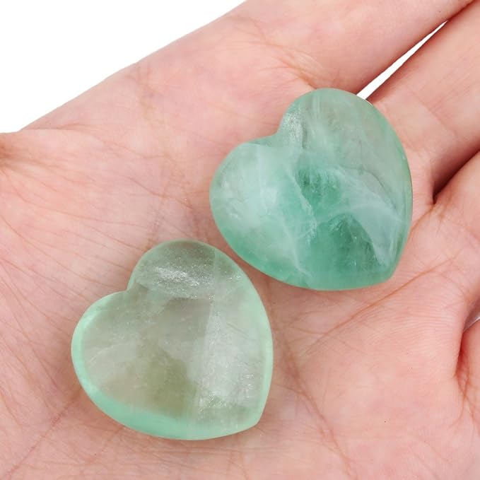 SUNYIK Assorted Natural Gemstones Carved Puff Heart Pocket Stone Set, Healing Palm Crystal Set for Christmas, Pack of 8(1")