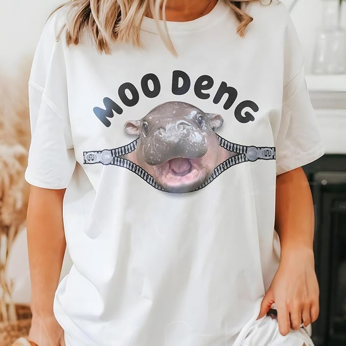 YOUNG GREEN Moo Deng Sweatshirt Moo Deng Bouncy Pig T-Shirt The Cute Baby Hippo Sweatshirt Gift For Moo Deng Lovers