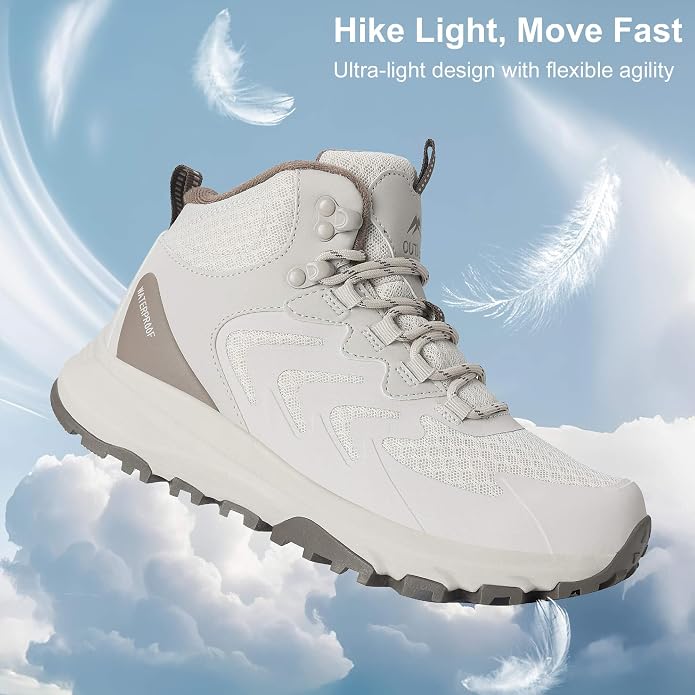 Women's Waterproof Hiking Boots Lightweight Comfortable Non-Slip Outdoor Walking Trekking Trails Boot