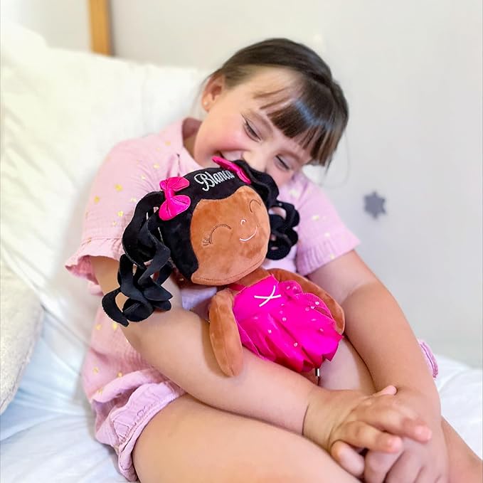 Gloveleya Personalized Name Ballerina Doll – Custom Curly Hair Plush Girl Doll 14", Unique Gift for Birthday, Baby Shower, Christmas & Holiday Keepsake for Toddlers and Little Girls