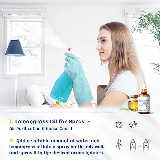 HIQILI Essential Oil - Lemongrass - 1.01 Fl. Oz | Used For Protective Spray and Cleanses Skin, Ideal For Outdoor Use & Salons - 30mL / 1.01 fl oz