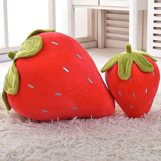 Cute Fruit Kids Pillow Stuffed Strawberry Plush Pillows Super Soft Girls Pillows Cushion Seat for Kids Toys (Red,19.6''/50cm) 1 Count (Pack of 1)