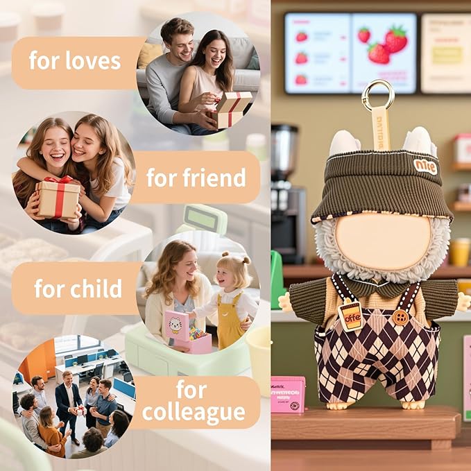 Coolcandy 17cm Doll Clothes for Doll, Fashionable Dolls Outfit with Accessories Suit, Stylish Adorable Dolls Clothes Set, Soft Fabric, Detailed Stitching(Doll Not Included)