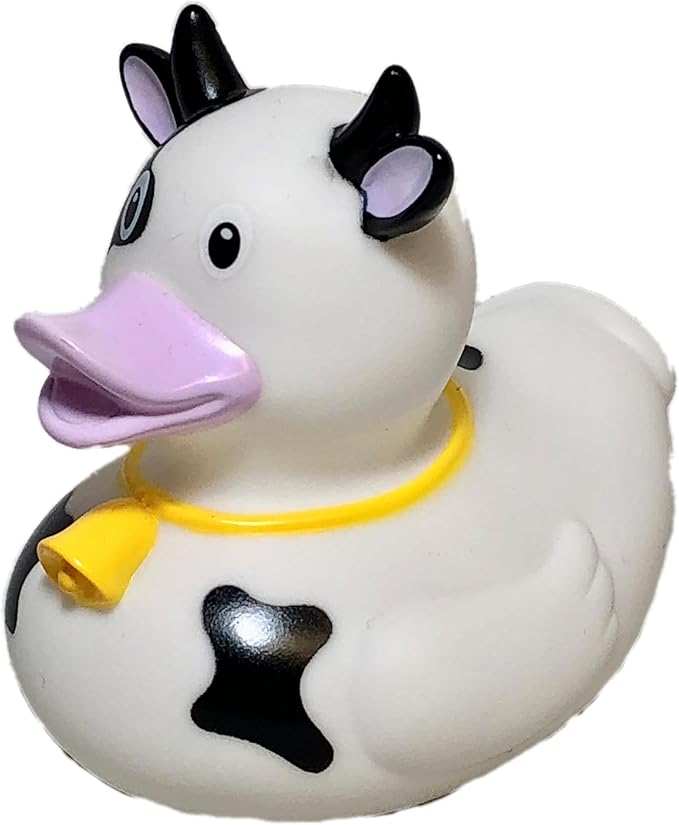 3 Inch Cow Black and White Rubber Duck Bath Toy, Collectable, Fun for All Ages, Auto Dash Decoration, Crusing Vacation Gift, Party Favors, Office, School, Home