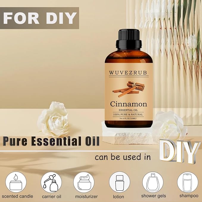 Cinnamon Essential Oils, 120ML Pure and Natural Essential Oil for Aromatherapy Diffuser - Cinnamon /4 Fl Oz