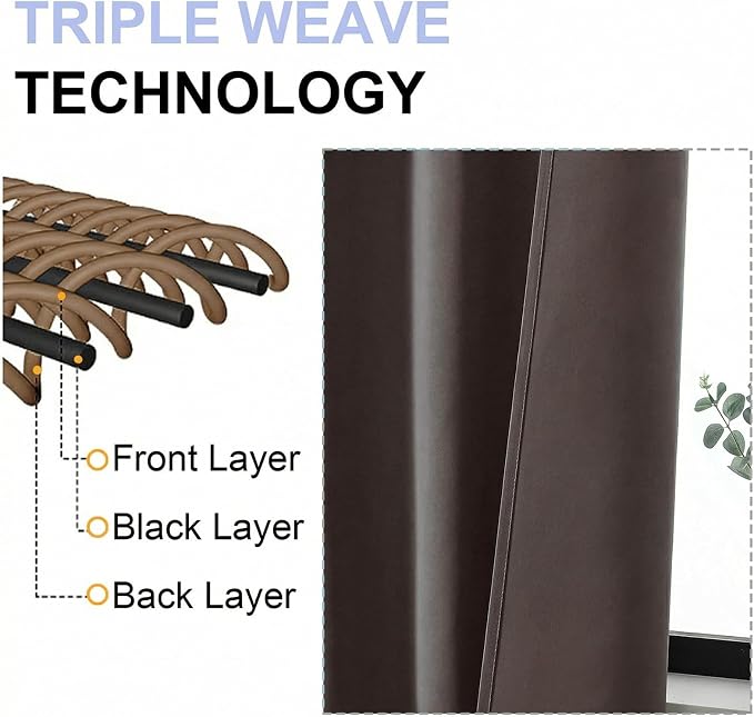 Simplebrand Ava Chocolate Short 36 Inches Blackout Curtain 2 Panels Set, Half Window Rod Pocket Privacy Curtain Tiers for Kitchen, Curtains Blackout for Bathroom Shades, W40 x L36 Inch, Chocolate