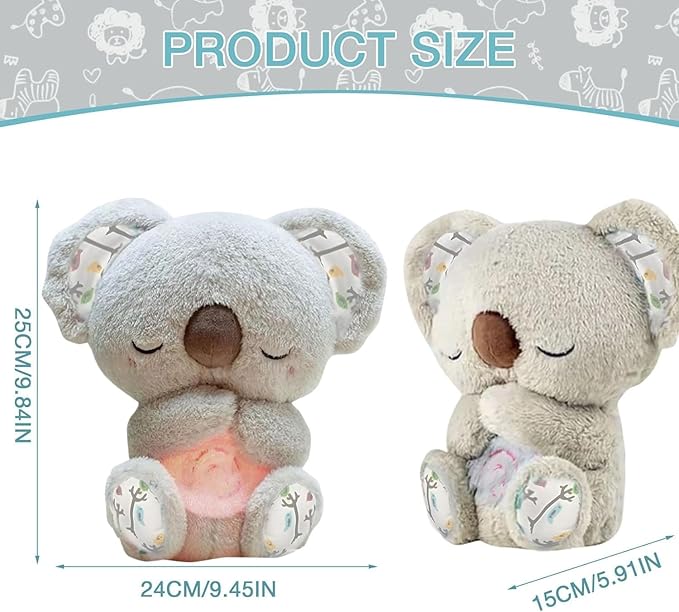 Anxiety Relief Koala - Anxiety Relief Plush Animal, for Anxiety Adults and Kids with Sensory Details Music Lights & Rhythmic Breathing Motion(Gray)