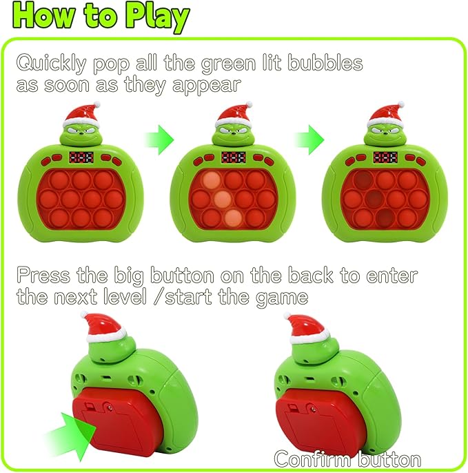 Quick Push Bubble Game,POP Toy Fast Push Game,Quick Push Pop Fidget Toys for Kids 3-12 Years Old,6 Game Mode Upgrades,Handheld Puzzle Games for Christmas,Sensory Toys (Unicorn)