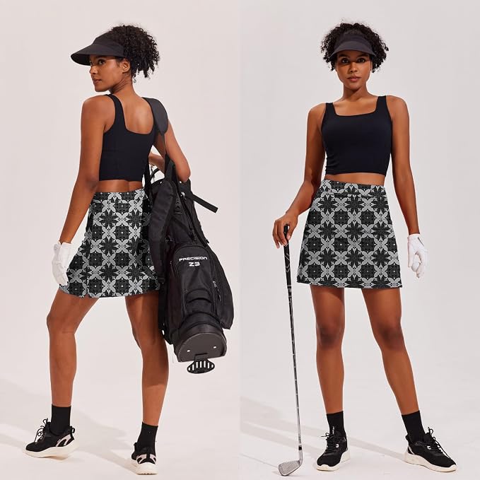 Ekouaer 16" Skorts for Women with Pockets Golf Pickleball Tennis Skirt | Silicone Grippers,2 Inner Pockets,Wide Waist,Side Slit Hem,Breathable,Soft,Lightweight