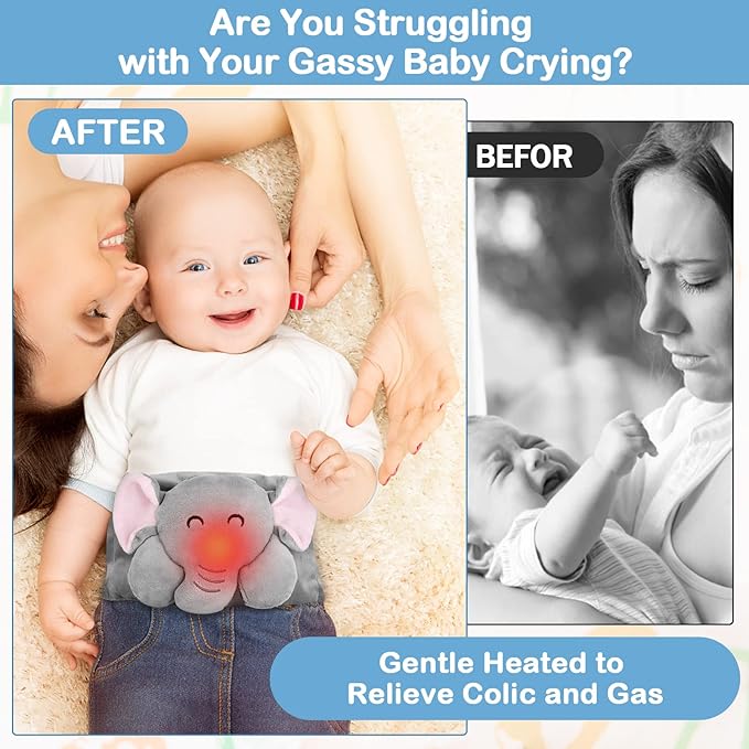 Baby Colic and Gas Relief - Heigoeost Heated Tummy Wrap for Newborns Belly Relief by Soothing Warmth, Baby Heating Pad Swaddling Belt Relief & Soothe Gas, Colic and Upset Stomach for Fussy Infants