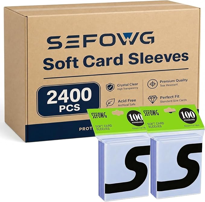 2400ct Clear Card Sleeves for Trading Cards, Baseball Sports Soft Sleeves, Ultra Soft Plastic Card Protector Sleeve for Football, MTG, PKM, Game, Standard Cards