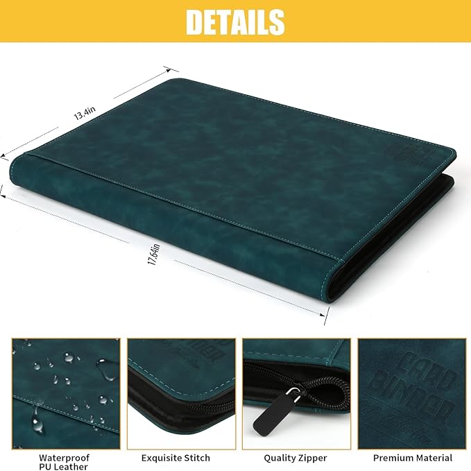 Arkeiliy Premium Ringless Trading Card Binder - 1024 Capacity, 16 Side-Loading Pockets per Page, Archival Quality Protection & Anti-Slip Spine for TCG, MTG, Sports Cards (Viridian)