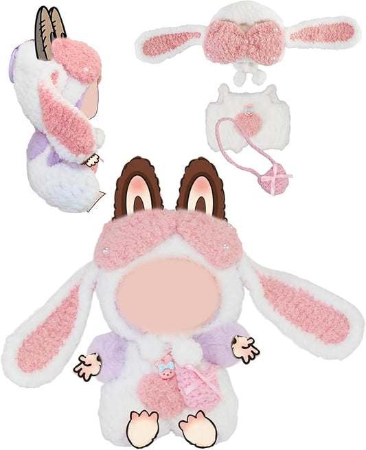 Hand-Crocheted Doll Clothes Set for 17cm Dolls - Original Cute Outfit, Handmade Crochet Accessories, Kawaii Animal Style Collectibles (Bouncy Bunny)