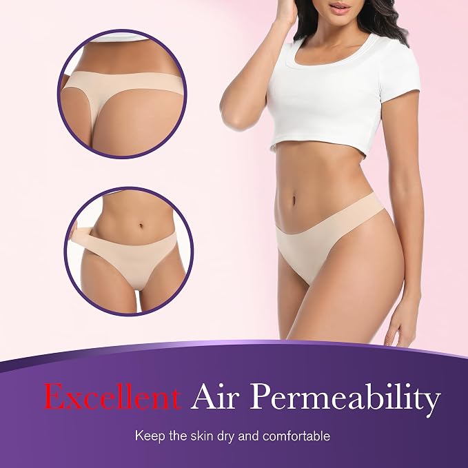 Women's Incontinence Thong Panties Washable Light Absorbency Leak Proof Underwear Bladder Control 5 Pack (2 Black-3 Beige, XL)