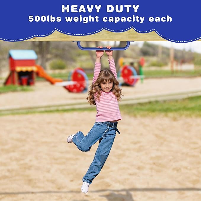 Dolibest 30 Inch Metal Safety Handles, Playground Ladder Handle, Long Grab Handles for Kids Playhouse, Treehouse, Rock Climbing Wall, Swing Set Accessories, Indoor & Outdoor Use (2PCS)-Blue