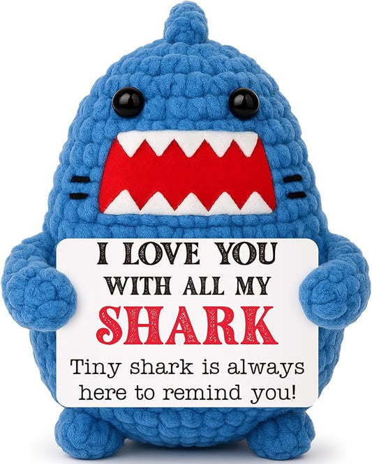 Anniversary Romantic Gifts for Men Women I Love You Christmas Valentines Birthday Gift for Him Her Husband Boyfriend Dad Son Wife Girlfriend Cute Stuff Crochet Animal Shark Lovers Wedding Decor