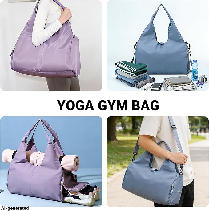 Yoga Mat Gym Bag, Large Capacity Nylon Outdoor Sports Travel Carry Bag, with Yoga Mat Holder Water Resistant Workout Bag for Travel Workout Daily，Unisex