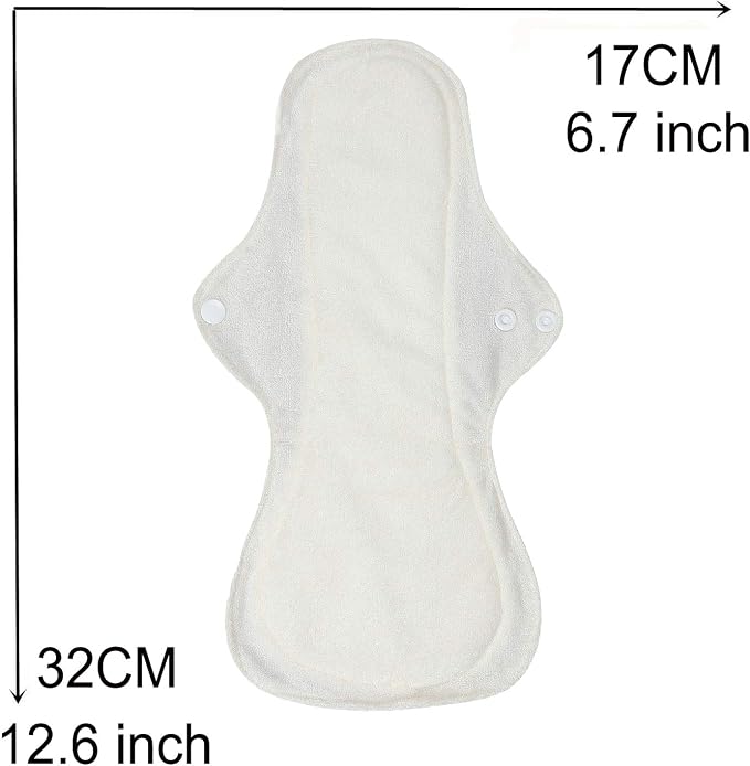 6pcs/Set Resuable Washable Incontinence Pads, Waterproof Organic Bamboo Resuable Menstrual Pads Sets, Including 5pcs Heavy Flow Cloth Mama Sanitary Napkins + 1pc Mini Wet Bag