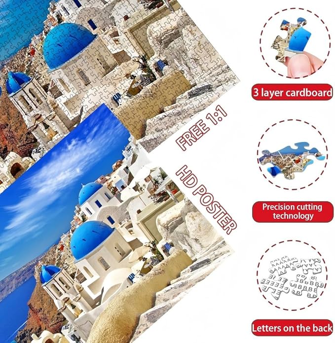 Jigsaw Puzzles for Adults 1000 Pieces Challenging Game Toys Puzzle for Kids Family Friends and Lovers, Impossible Hard Difficult Challenging Puzzles for Adults, Aegean Sea 27" x 20"