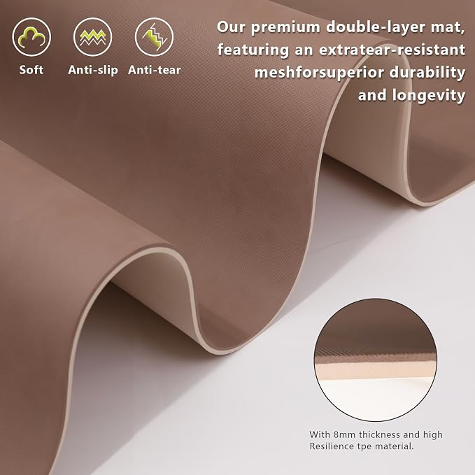 Wide Yoga Mat-80cm Extra Thick 1/3'' Fitness Exercise Mat Carry Strap