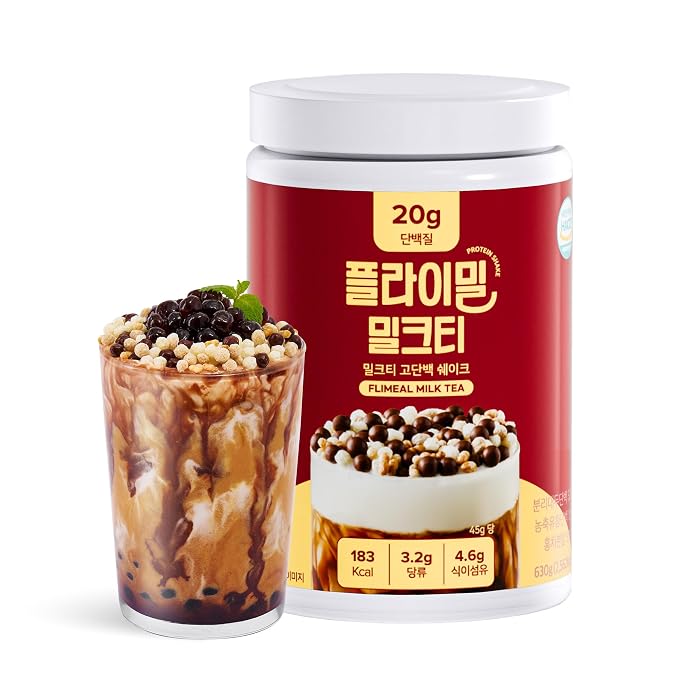 Flimeal Milk Tea Protein Shake, With Crunchy Protein Balls, Protein Smoothie Powder - 20g Protein, Low Sugar, Keto-Friendly Meal Replacement Shake, 22.22oz, 14 Servings, 14 Servings (1 X 22.22oz)