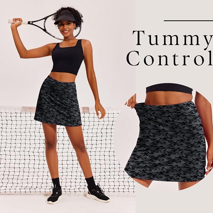 Ekouaer 16" Skorts for Women with Pockets Golf Pickleball Tennis Skirt | Silicone Grippers,2 Inner Pockets,Wide Waist,Side Slit Hem,Breathable,Soft,Lightweight